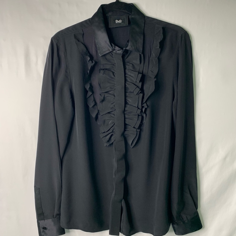 Dolce & Gabbana Black Tuxedo Blouse Size 12 NWOT